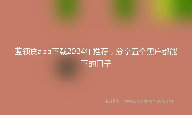 蓝领贷app下载2024年推荐，分享五个黑户都能下的口子