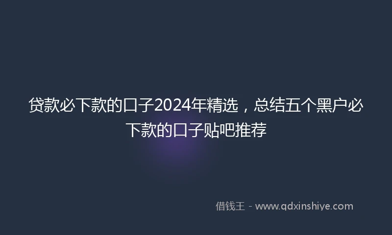 贷款必下款的口子2024年精选，总结五个黑户必下款的口子贴吧推荐