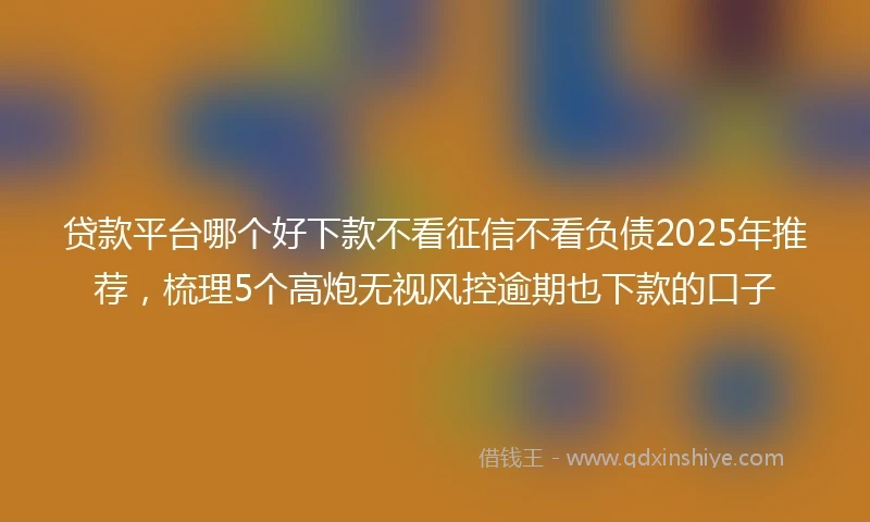 贷款平台哪个好下款不看征信不看负债2025年推荐，梳理5个高炮无视风控逾期也下款的口子
