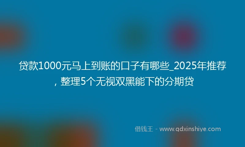 贷款1000元马上到账的口子有哪些_2025年推荐，整理5个无视双黑能下的分期贷