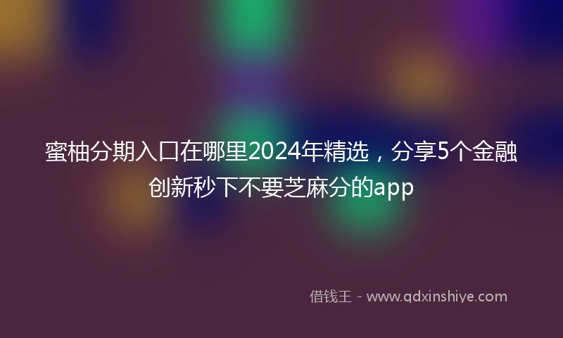蜜柚分期入口在哪里2024年精选，分享5个金融创新秒下不要芝麻分的app