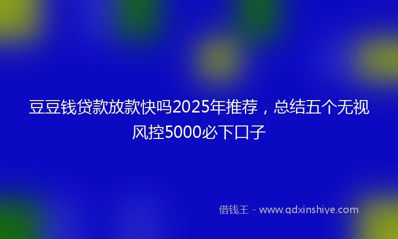 豆豆钱贷款放款快吗2025年推荐，总结五个无视风控5000必下口子
