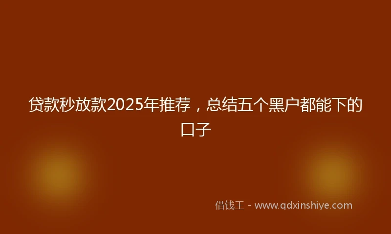 贷款秒放款2025年推荐，总结五个黑户都能下的口子