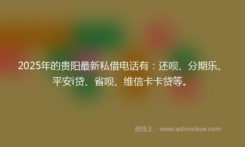 2025年的贵阳最新私借电话有：还呗、分期乐、平安i贷、省呗、维信卡卡贷等。