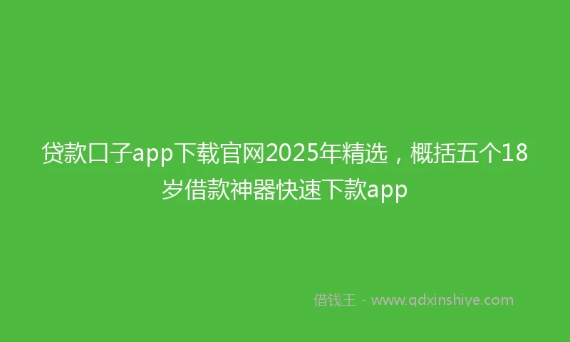 贷款口子app下载官网2025年精选，概括五个18岁借款神器快速下款app
