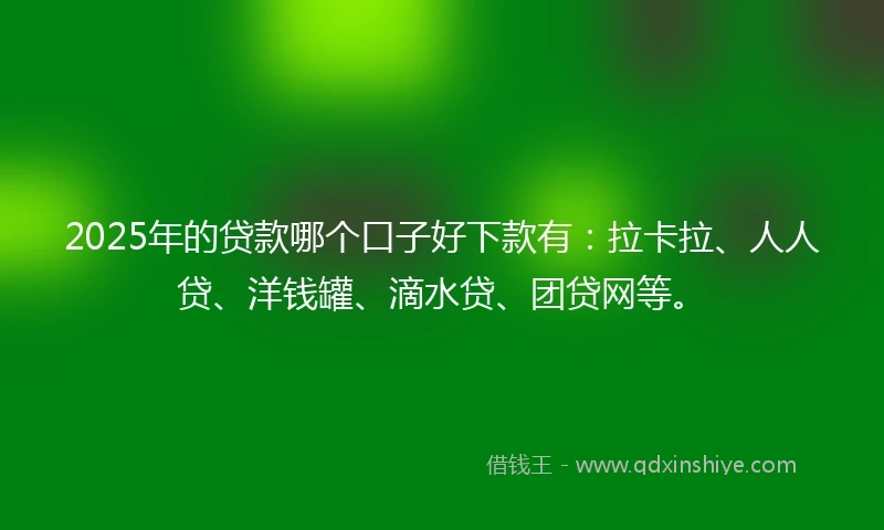 2025年的贷款哪个口子好下款有：拉卡拉、人人贷、洋钱罐、滴水贷、团贷网等。