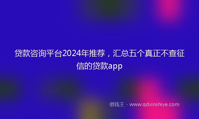 贷款咨询平台2024年推荐，汇总五个真正不查征信的贷款app