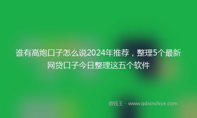 谁有高炮口子怎么说2024年推荐，整理5个最新网贷口子今日整理这五个软件