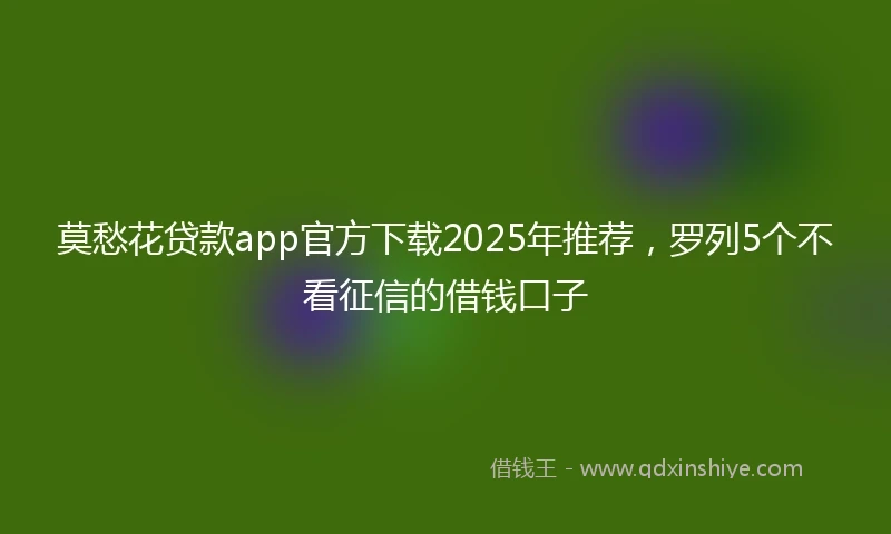 莫愁花贷款app官方下载2025年推荐，罗列5个不看征信的借钱口子