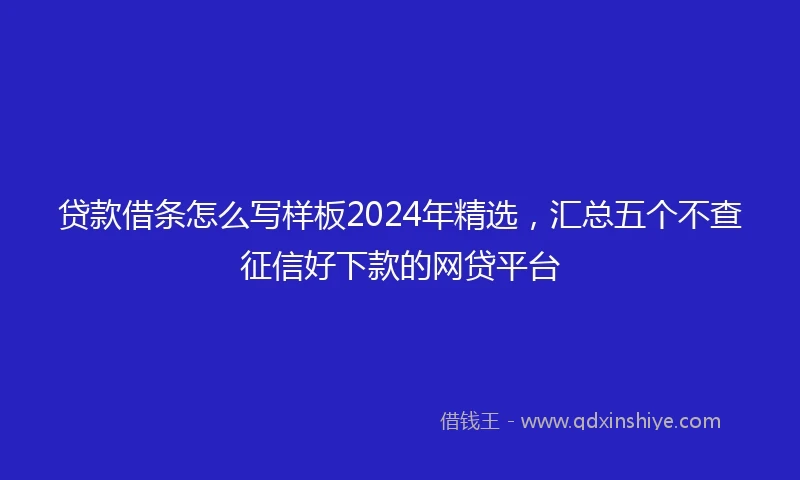 贷款借条怎么写样板2024年精选，汇总五个不查征信好下款的网贷平台