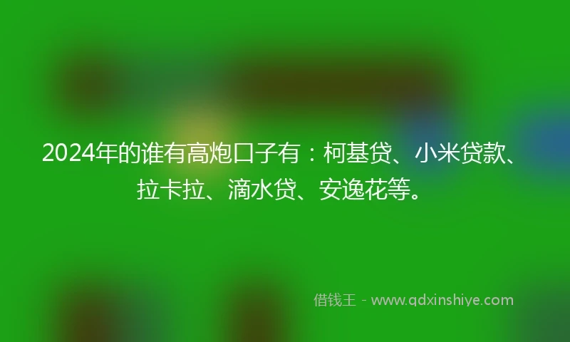2024年的谁有高炮口子有：柯基贷、小米贷款、拉卡拉、滴水贷、安逸花等。