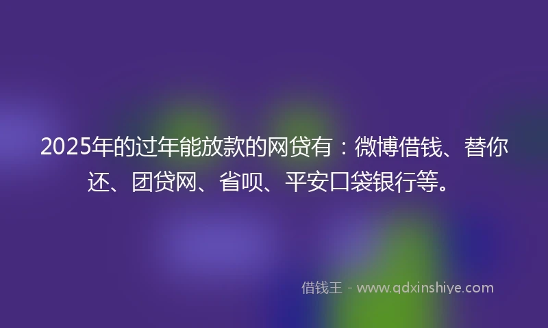 2025年的过年能放款的网贷有：微博借钱、替你还、团贷网、省呗、平安口袋银行等。