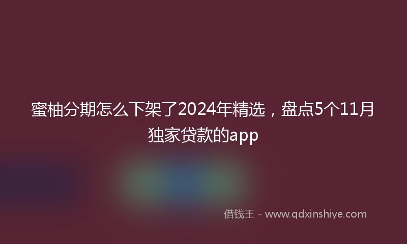蜜柚分期怎么下架了2024年精选，盘点5个11月独家贷款的app