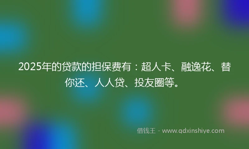 2025年的贷款的担保费有：超人卡、融逸花、替你还、人人贷、投友圈等。