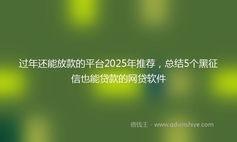 过年还能放款的平台2025年推荐，总结5个黑征信也能贷款的网贷软件