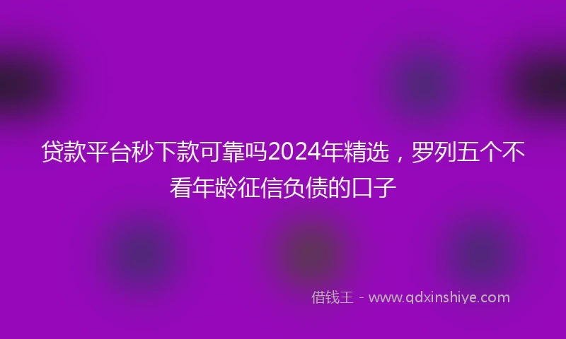 贷款平台秒下款可靠吗2024年精选，罗列五个不看年龄征信负债的口子