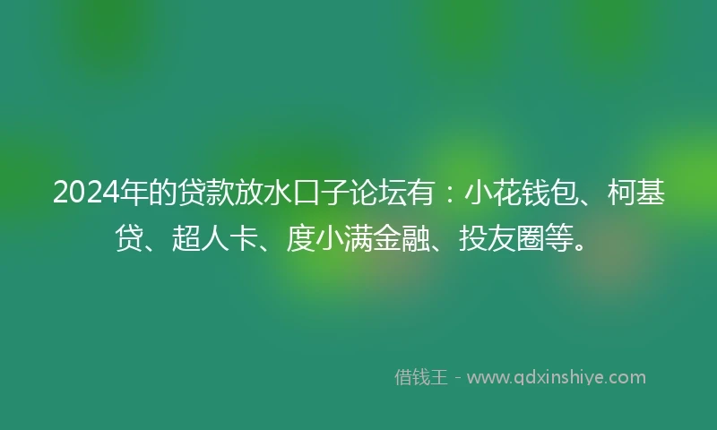 2024年的贷款放水口子论坛有：小花钱包、柯基贷、超人卡、度小满金融、投友圈等。