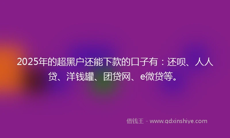 2025年的超黑户还能下款的口子有：还呗、人人贷、洋钱罐、团贷网、e微贷等。