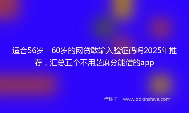 适合56岁一60岁的网贷敢输入验证码吗2025年推荐，汇总五个不用芝麻分能借的app