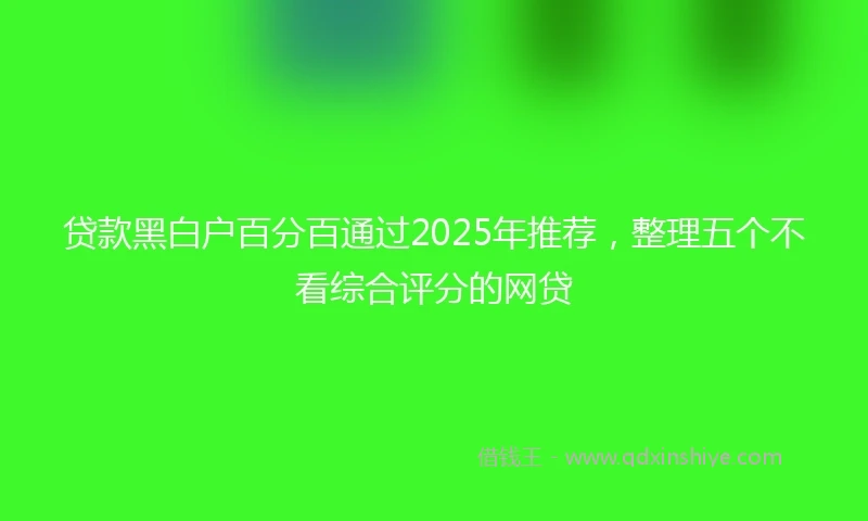 贷款黑白户百分百通过2025年推荐,整理五个不看综合评分的网贷