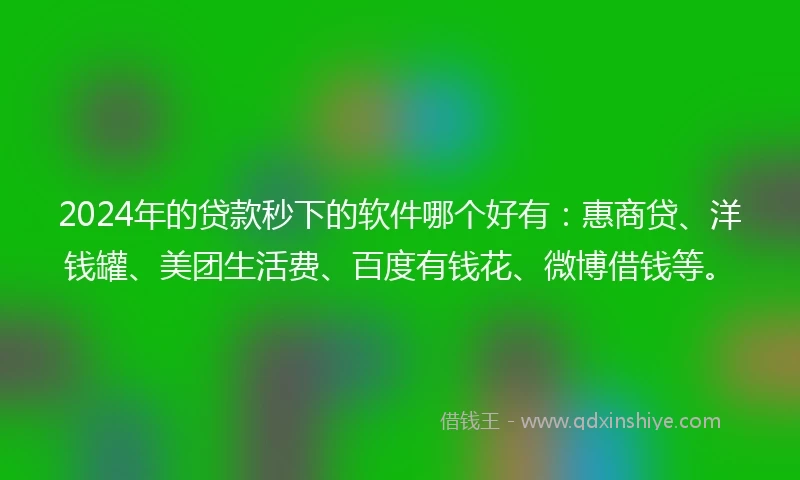 2024年的贷款秒下的软件哪个好有：惠商贷、洋钱罐、美团生活费、百度有钱花、微博借钱等。
