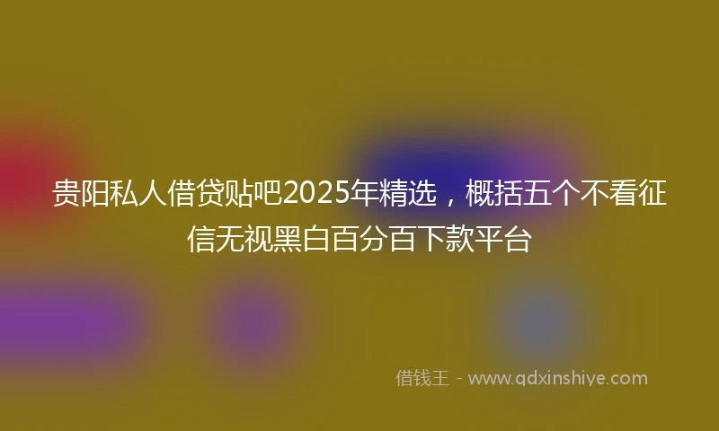 贵阳私人借贷贴吧2025年精选，概括五个不看征信无视黑白百分百下款平台