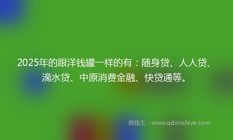 2025年的跟洋钱罐一样的有：随身贷、人人贷、滴水贷、中原消费金融、快贷通等。