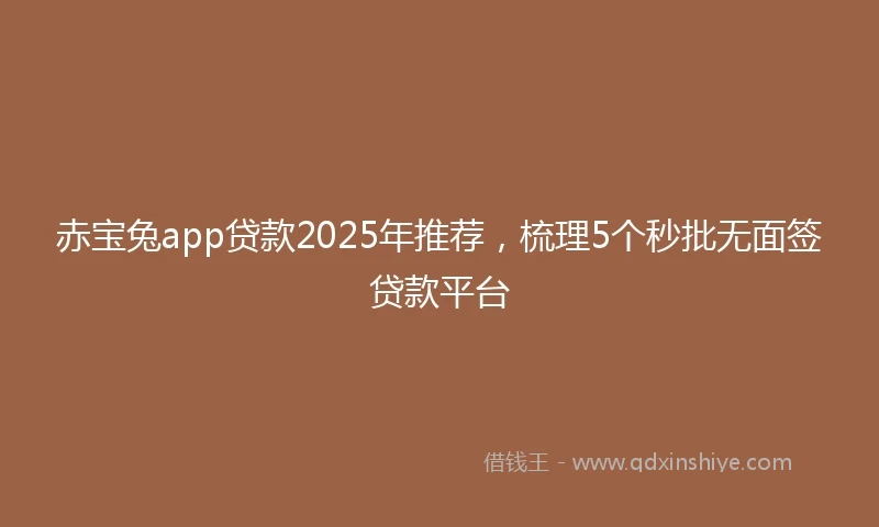 赤宝兔app贷款2025年推荐，梳理5个秒批无面签贷款平台