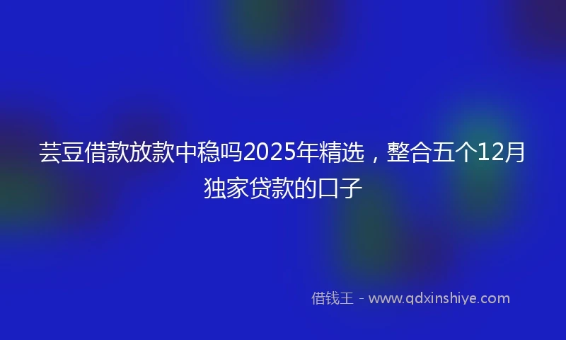 芸豆借款放款中稳吗2025年精选，整合五个12月独家贷款的口子