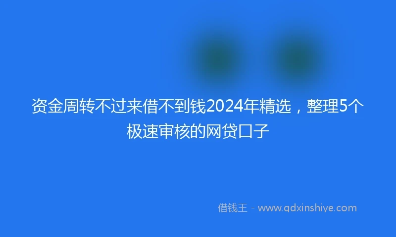 资金周转不过来借不到钱2024年精选，整理5个极速审核的网贷口子