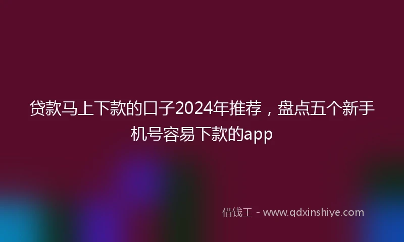 贷款马上下款的口子2024年推荐，盘点五个新手机号容易下款的app