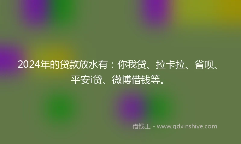 2024年的贷款放水有：你我贷、拉卡拉、省呗、平安i贷、微博借钱等。