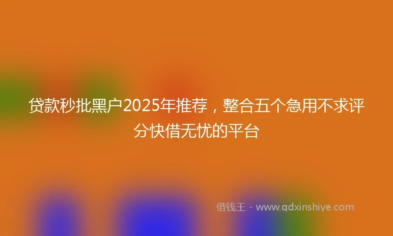贷款秒批黑户2025年推荐，整合五个急用不求评分快借无忧的平台