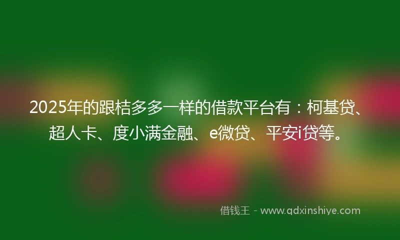 2025年的跟桔多多一样的借款平台有：柯基贷、超人卡、度小满金融、e微贷、平安i贷等。