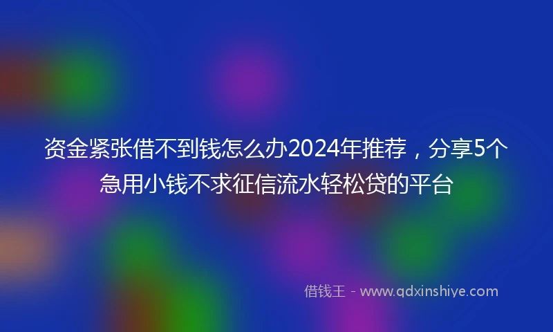资金紧张借不到钱怎么办2024年推荐，分享5个急用小钱不求征信流水轻松贷的平台
