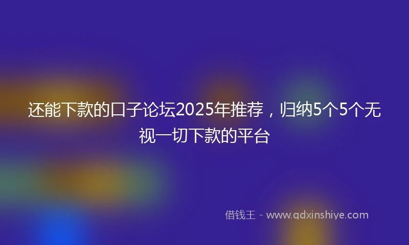 还能下款的口子论坛2025年推荐，归纳5个5个无视一切下款的平台