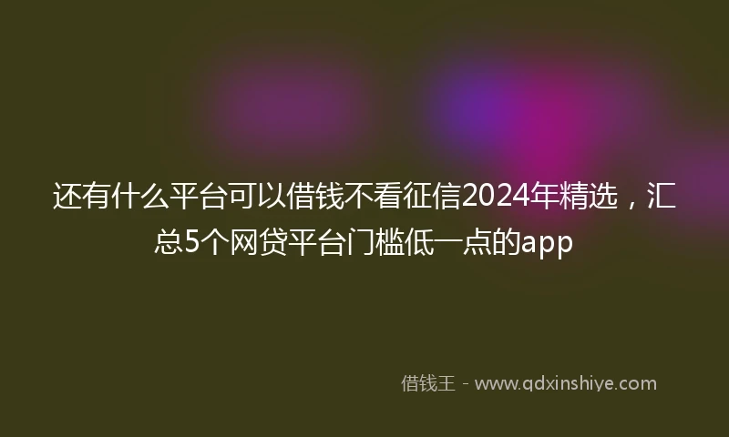 还有什么平台可以借钱不看征信2024年精选，汇总5个网贷平台门槛低一点的app