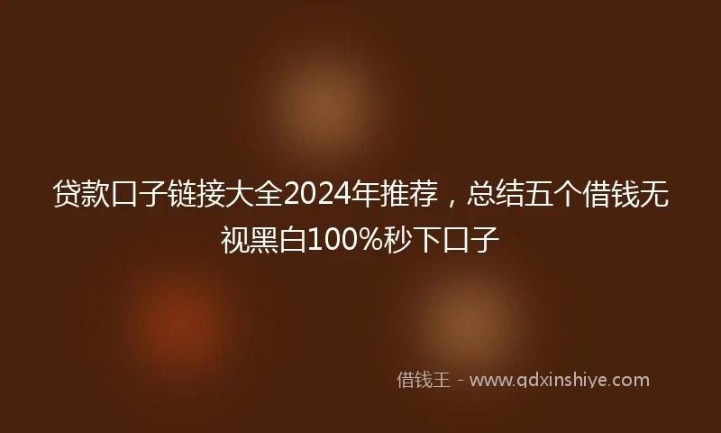 贷款口子链接大全2024年推荐，总结五个借钱无视黑白100%秒下口子