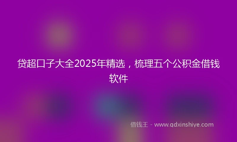 贷超口子大全2025年精选,梳理五个公积金借钱软件