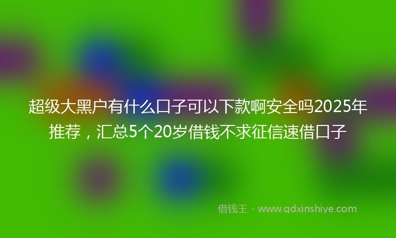 超级大黑户有什么口子可以下款啊安全吗2025年推荐，汇总5个20岁借钱不求征信速借口子