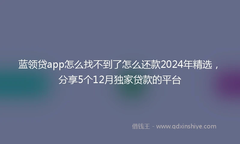 蓝领贷app怎么找不到了怎么还款2024年精选，分享5个12月独家贷款的平台