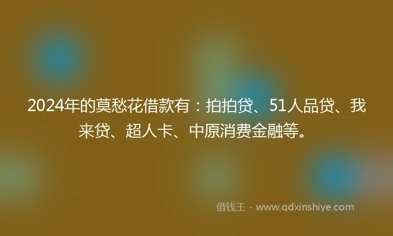 2024年的莫愁花借款有：拍拍贷、51人品贷、我来贷、超人卡、中原消费金融等。