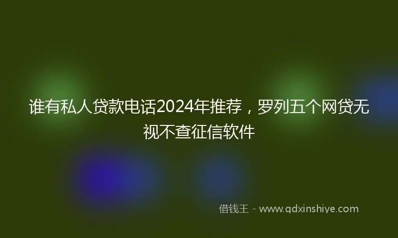 谁有私人贷款电话2024年推荐，罗列五个网贷无视不查征信软件