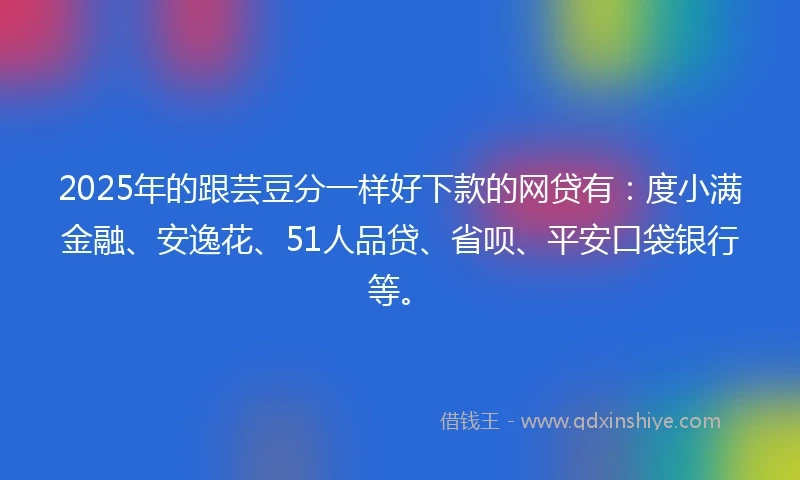 2025年的跟芸豆分一样好下款的网贷有：度小满金融、安逸花、51人品贷、省呗、平安口袋银行等。