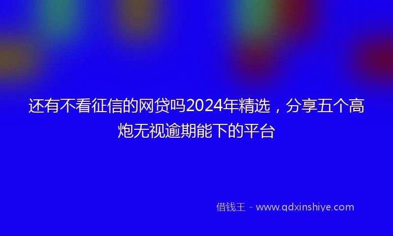 还有不看征信的网贷吗2024年精选，分享五个高炮无视逾期能下的平台