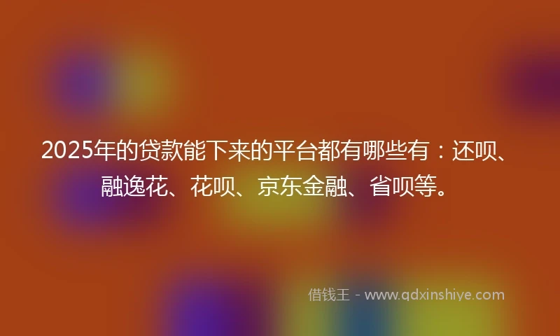 2025年的贷款能下来的平台都有哪些有：还呗、融逸花、花呗、京东金融、省呗等。
