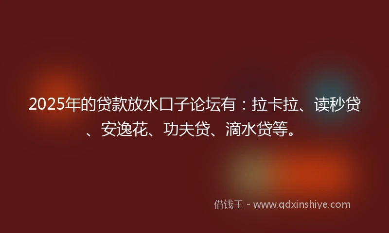 2025年的贷款放水口子论坛有：拉卡拉、读秒贷、安逸花、功夫贷、滴水贷等。