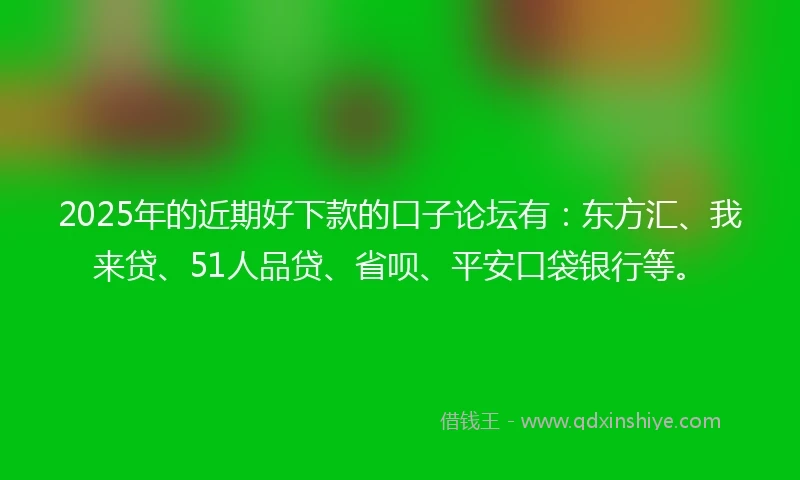 2025年的近期好下款的口子论坛有：东方汇、我来贷、51人品贷、省呗、平安口袋银行等。