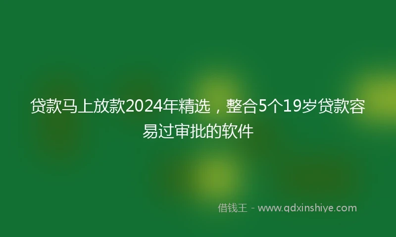 贷款马上放款2024年精选，整合5个19岁贷款容易过审批的软件