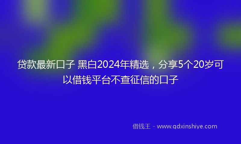贷款最新口子 黑白2024年精选，分享5个20岁可以借钱平台不查征信的口子